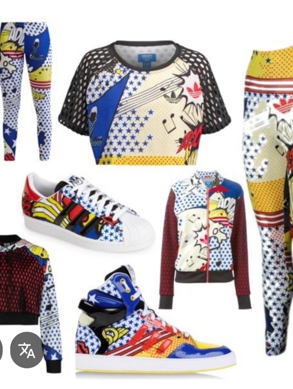 Adidas x Rita Ora Comic Print 3pc Set Hoodie (XL) Leggings (L) Sneakers (10) - Picture 8 of 16